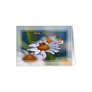   60th Birthday Card with Honey Bee and Daisy Flower Card: Toys & Games