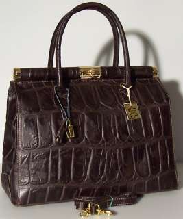 NEW Genuine Italian Real Leather Hand bag Purse Tote Satchel Dark 