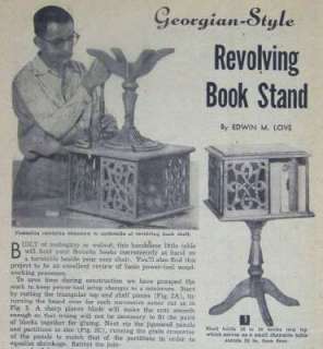 REVOLVING BOOK STAND Case END TABLE Georgian 1958 PLANS  