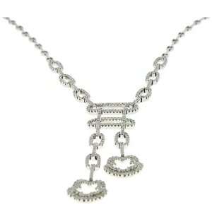  14K White Gold 2.51cttw Round Diamond Necklace: Jewelry