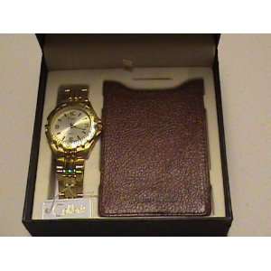 Colibri of London Quartz Gold Wrist Watch with Genuine Leather Id Case 