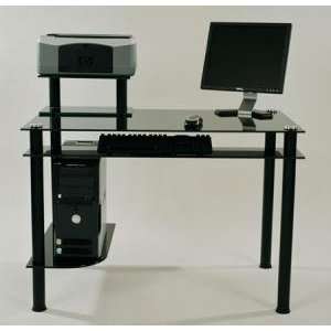 RTA Home & Office Black Glass Computer Workstation: Home 