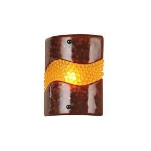   Fused Glass 1 Light Wall Sconce, Nickel Finish with Amber Fused Art