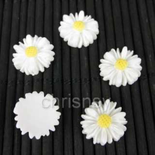 Crafts F&S 30pcs Sun Flower Flatback Resin White c0796  