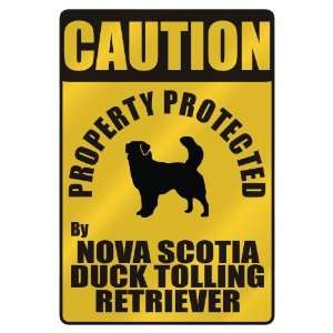   PROTECTED BY NOVA SCOTIA DUCK TOLLING RETRIEVER  PARKING SIGN DOG