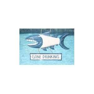 GONE DRINKING SHARK ATTACK SIGN 15 BLUE   NAUTICAL DECOR:  