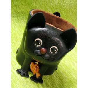  VANCA Craft Leather Desk Eyeglasses Holder * BLACK CAT 