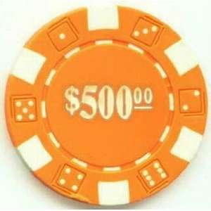  Las Vegas Gold Casino $500 Poker Chips, Set of 25: Sports 