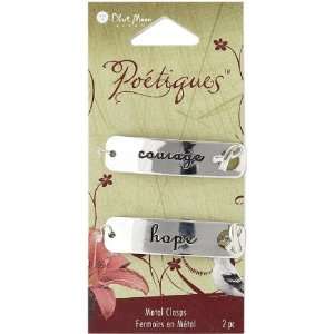 Blue Moon Poetiques Metal Toggle Clasps, 2/Pkg, Hope/Courage, Silver