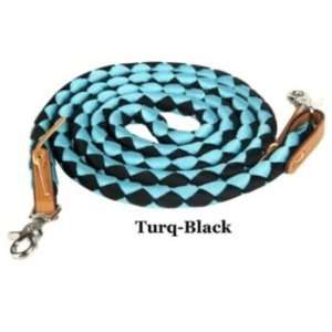    Triple E Nylon Braided Gaming Rein Turquoise/Black: Pet Supplies