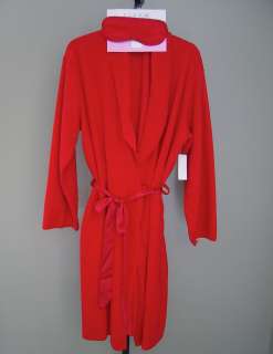 Womens Red Short Fleece Robe With Eye Mask Size Large New With Tags 
