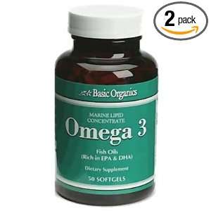  Omega 3 Natural Fish Oil 1000 mg.   50 Softgels (2 PACK 