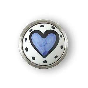  Betsy Fields   Ceramic Heart   Satin Nickel 1 3/8 L 