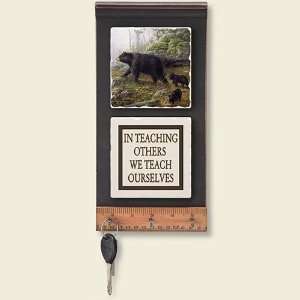  Keeping Watch Black Bears Wood and Tile Leash Key Holder 