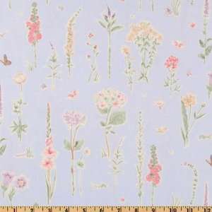  44 Wide Juliet Flowers Baby Blue Fabric By The Yard 