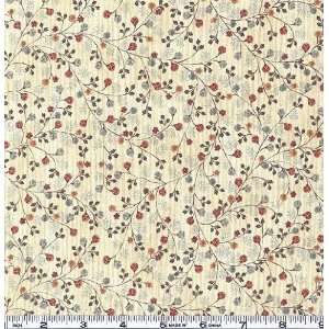  45 Wide Nells Flower Shop Buds Cream Fabric By The Yard 
