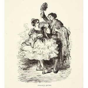  1876 Print Flamenco Dance Costume Dress Fan Andalusia 
