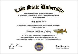 Bass Fishing Diploma   Bass Fishing Lover Diploma  