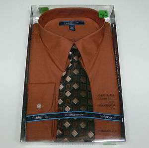   Croft & Barrow Mens Orange Dress Shirt Hand Crafted Tie Gift Box Set