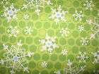 SNOWFLAKES CIRCLES LIME GREEN FLANNEL FABRIC~SEW~QUIL​T