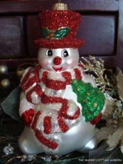 BLOWN GLASS ORNAMENT Snowman Polish Poland Christmas