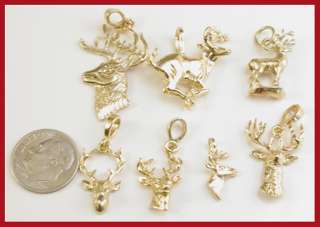 Deer Pendant gold Buck charm 24 k wildlife whitetail dear head elk 