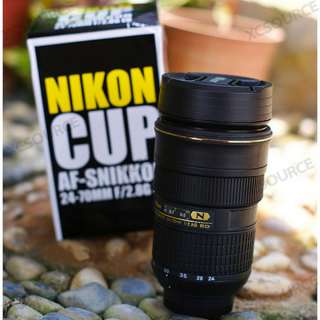 ZOOM ABLE! Nikon 24 70mm THERMOS Coffee Mug /Camera Lens Cup + Pouch 