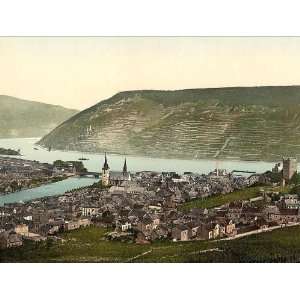  Vintage Travel Poster   Bingen and the bridge the Rhine Germany 