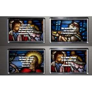    Gift Boxed Set of 4 Fridge Magnets Bible Quotes 1