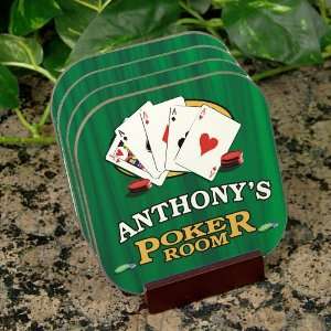  Poker Room Personalized Coaster Set: Kitchen & Dining