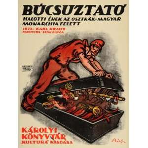 1959 Poster Mihaly Biro Hungarian Hungary Karl Kraus   Original Mini 