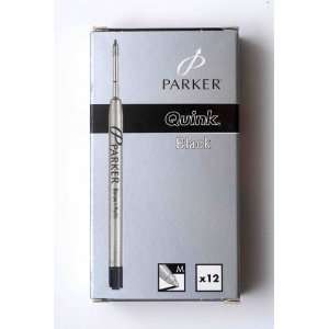  Parker   Quink: 12 Black Ball Pen Refills in Carton Box 