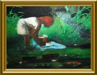 ANTIQUE Haiti SIGNED,DATED LOUVERTURE POISSON Painting  