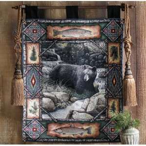  Black Bear Lodge Tapestry Wall Hanging: Home & Kitchen