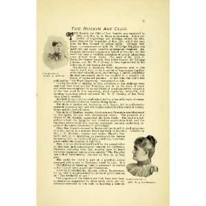  1898 Article Ruskin Artist Club Los Angeles California 