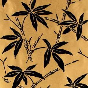 Shanghai Bamboo Flocked Velvet Wallpaper   02 Black on Gold:  