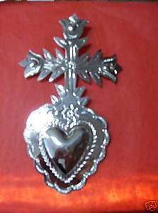 Mexican San Miguel Alpaca Heart with Cross  