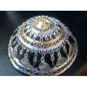 The Most Amazing Black Satin Yarlmulka/Kippah with Full Embroidery in 