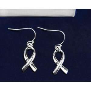Cancer Awareness Silver Ribbon Earrings Support Breast Generic Great 