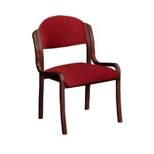  Wood Frame Side Chair Red Print Fabric/Mahogany