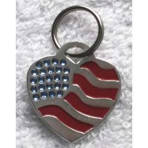   American Heart Crystal Bling Dog Cat Pet Collar ID Tag