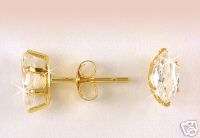 CT MARQUISE CZ Cubic Zirconia Studs SOLID 14K GOLD  