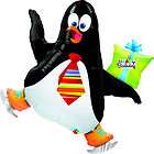   Penguin With Present On Ice Skates Giant Supershape Foil Balloon