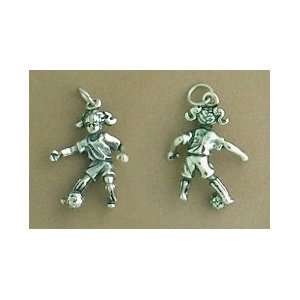   Silver Charm, Female Soccer Player, 7/8 inch, 2.5 grams Jewelry