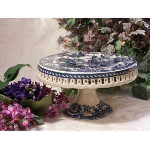 Cake Plate Porcelain   Blue:  Kitchen & Dining