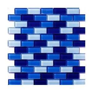  Blue Glass Tile Brick Mosaic Blend