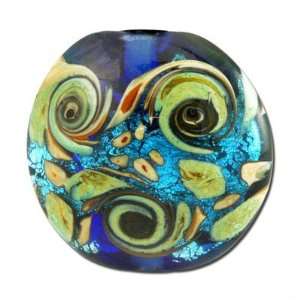  15mm Ocean Blue Swirl Disc Lampwork Beads Arts, Crafts 