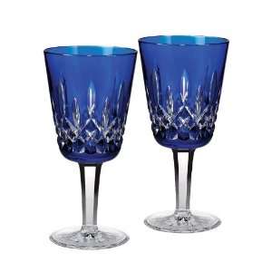 Waterford Crystal Lismore Ccobalt Blue Wine Goblets, PAIR, New in 