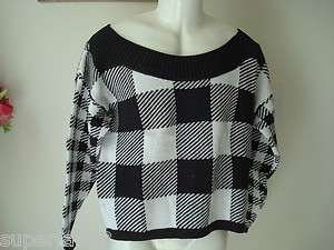   sweaters black white sweater M or L Beverly Hills Made in USA  