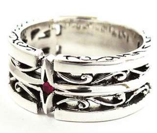   RUBY STERLING SILVER BAND RING Sz 7   NEW PUNK ROCK EMO 925 NEW  